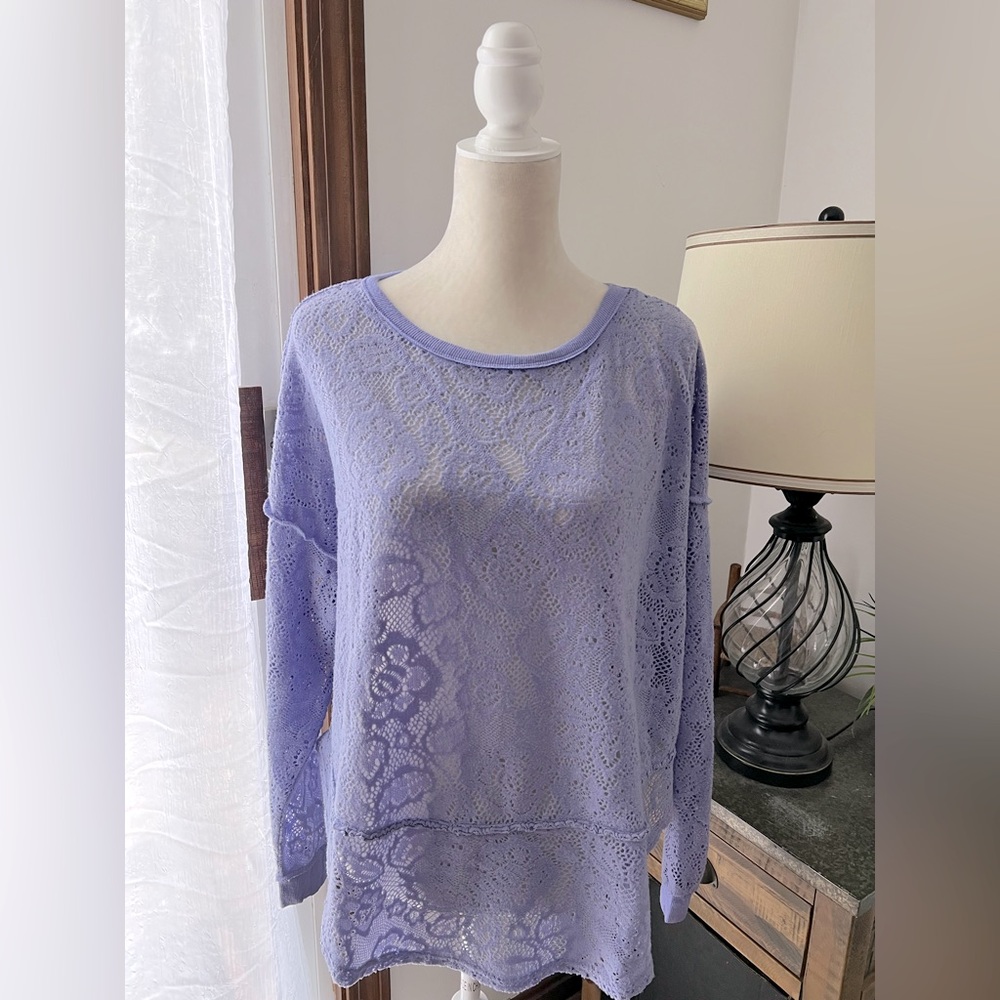 Free People oversized lace knit sweater